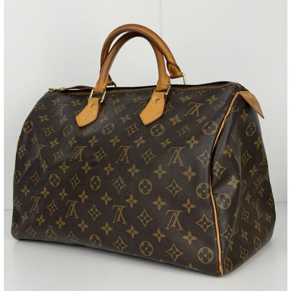Louis Vuitton Monogram Speedy 35 Bag in Brown Coated Canvas 2006 S - Picture 1 of 16